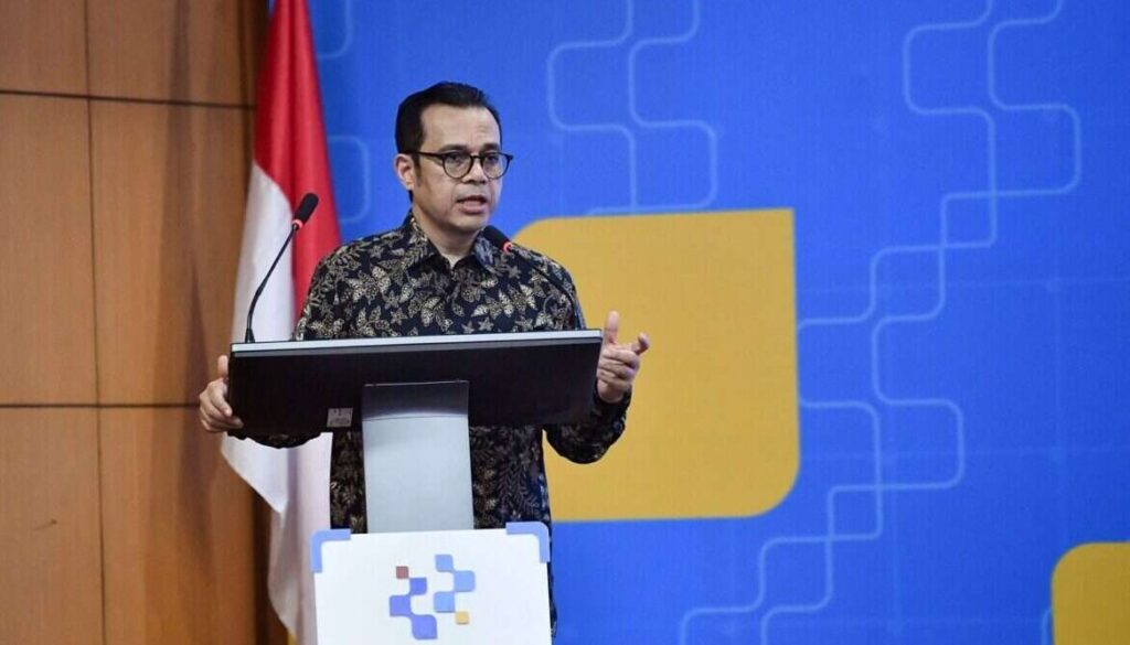 Wamenkomdigi Nezar Patria memberikan keynote speech dalam acara Hari Bangkit Pelajar Islam Indonesia (PII) ke-79 di Pusat Pengembangan Aparatur Komunikasi dan Digital (Puspa Komdigi), Jakarta Barat, Sabtu (24/05/2026). Foto: DRA/Komdigi
