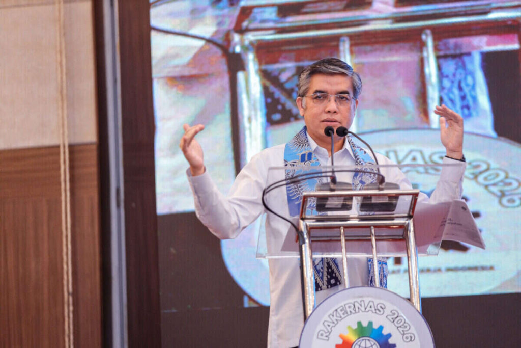 Menaker Yassierli dalam Rapat Kerja Nasional (Rakernas) Konfederasi Serikat Pekerja Indonesia (KSPI) 2026 di Jakarta, Selasa (23/6/2026). Foto : Humas Kemnaker