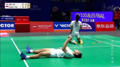 Seo Seung Jae dan Kim Won Ho bersiap bertanding di final ganda putra China Open 2026
