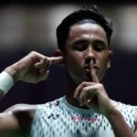 Pebulu tangkis tunggal putra Indonesia Alwi Farhan saat bertanding di Japan Open 2026