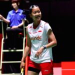 Putri Kusuma Wardani saat bertanding di perempat final Japan Open 2026 di Tokyo Metropolitan Gymnasium