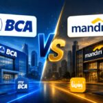 Gedung kantor pusat Bank Mandiri dan Bank Central Asia di Jakarta