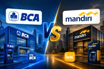 Gedung kantor pusat Bank Mandiri dan Bank Central Asia di Jakarta