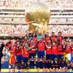 Skuad tim nasional Spanyol merayakan kemenangan setelah menjuarai Piala Dunia 2026
