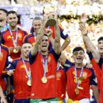 Fabian Ruiz saat merayakan kemenangan Spanyol di Piala Dunia 2026