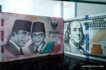 Grafik pergerakan mata uang rupiah yang melemah terhadap dolar Amerika Serikat di pasar spot.