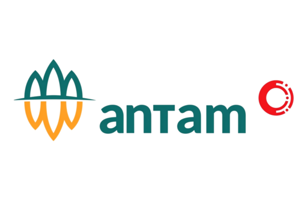 Gedung kantor PT Aneka Tambang Tbk dengan logo Antam yang terpampang di area perkantoran.