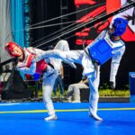 Para atlet taekwondo Indonesia merayakan kemenangan sebagai juara umum di 8th Asian Taekwondo Indonesia Open 2026