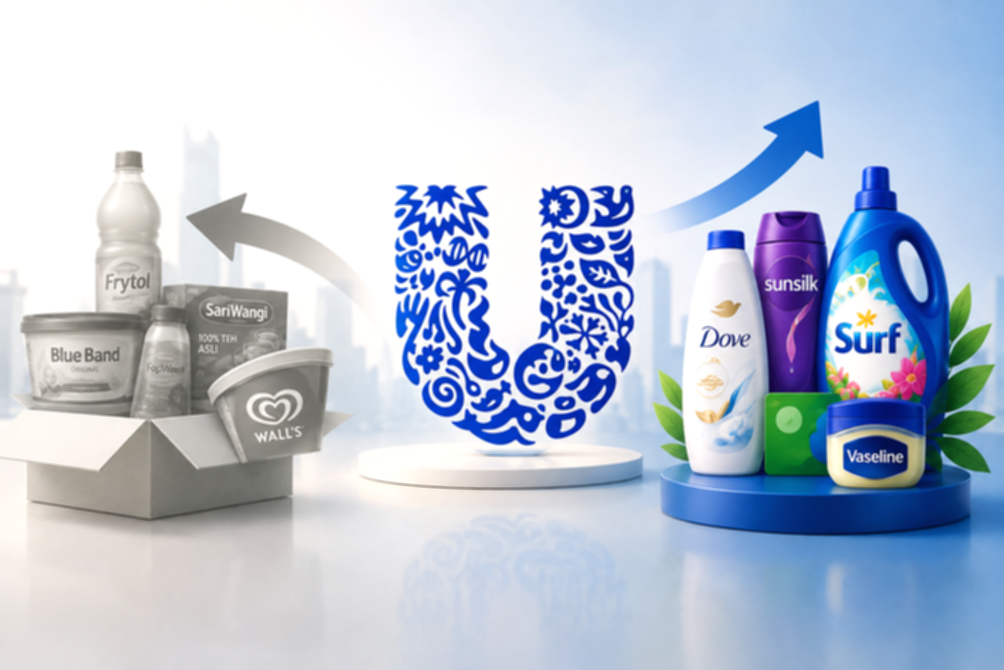 Gedung kantor PT Unilever Indonesia Tbk dengan logo perusahaan yang terpampang jelas di area Jakarta.