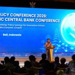 Deputi Gubernur Bank Indonesia Thomas Djiwandono berbicara dalam Biennial Policy Conference di Bali