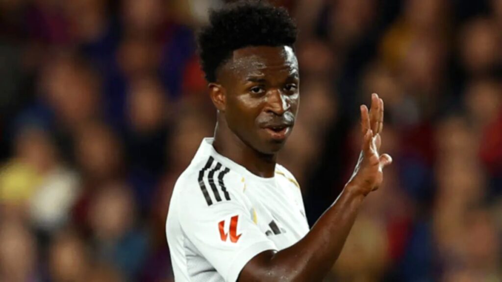 Vinícius Jr. saat berlaga di lapangan dalam pertandingan Real Madrid