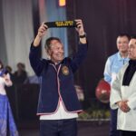 Atlet taekwondo bertanding di arena 8th Asian Taekwondo Indonesia Open 2026 di Tennis Indoor Senayan, Jakarta.