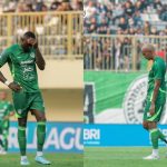 Pemain PSS Sleman tampak kecewa saat bertanding melawan Madura United di Stadion Maguwoharjo.
