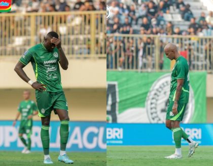 Pemain PSS Sleman tampak kecewa saat bertanding melawan Madura United di Stadion Maguwoharjo.