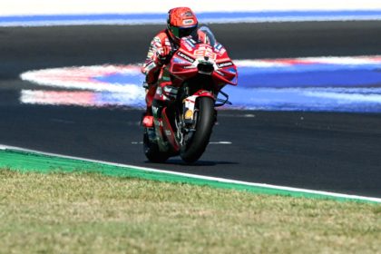 Marc Marquez merayakan kemenangan balapan MotoGP di Sirkuit Misano, 13 September 2026