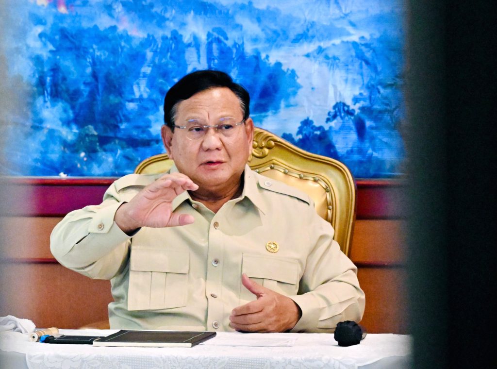 Presiden Prabowo Subianto memberikan apresiasi terhadap pidato politik Ketua Umum Partai Demokrat AHY di Jakarta.