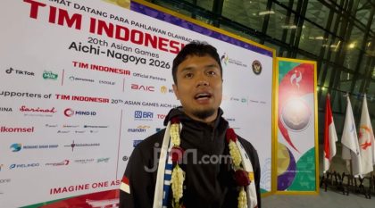 Kapten Timnas basket Indonesia Yudha Saputera saat memberikan pernyataan usai pertandingan Asian Games 2026.