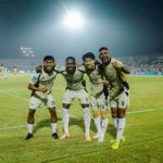 Pemain Dewa United merayakan gol ke gawang Borneo FC dalam laga Liga 1 di Stadion Segiri.